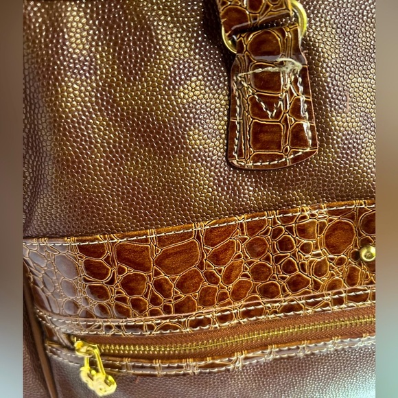 Kathy Van Zeeland Y2K NWOT Chocolate Croc-Embossed travel bag - Picture 11 of 12